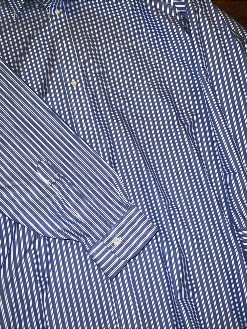 Brooks Brothers Blue White Stripe Traditional Polo Button Up Dress Shirt Size XL - Picture 3 of 8
